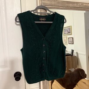 Vintage Floral Dark Green Vest